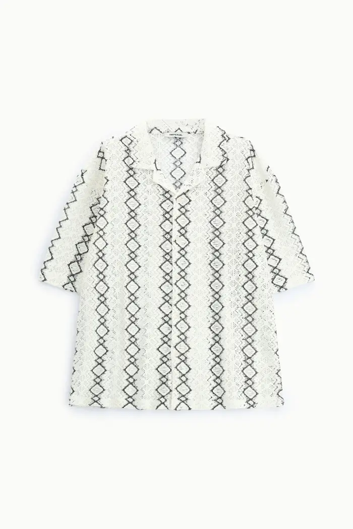 Imperial Camicia stampa geometrica con maniche corte Corda