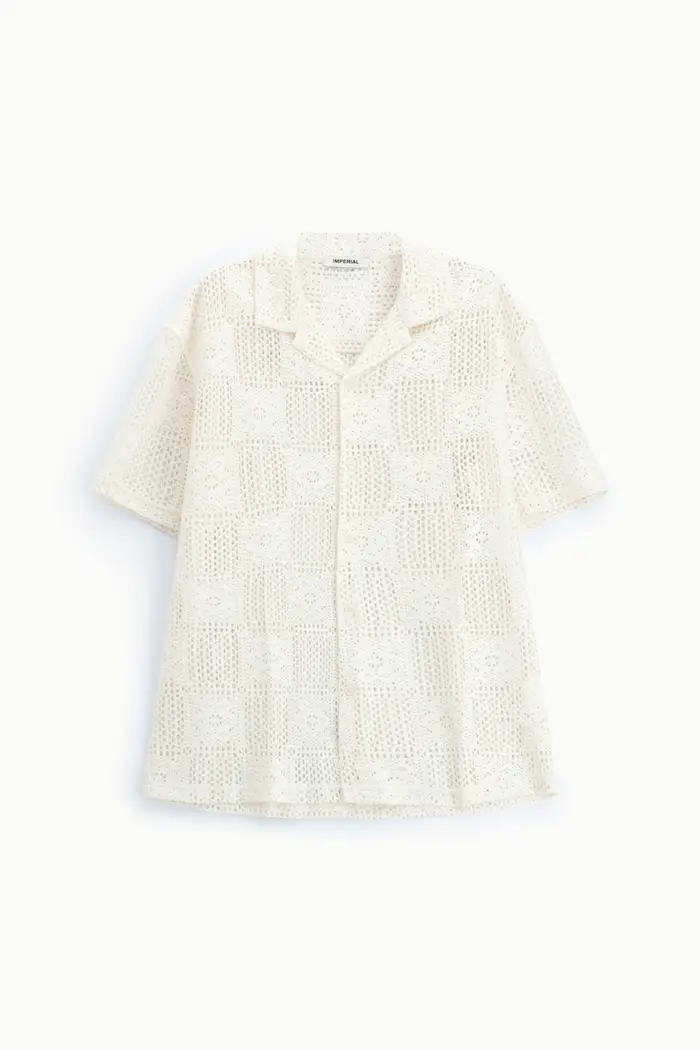 Imperial Camicia traforata con collo classico e maniche corte Bianco