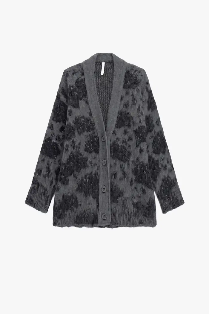Imperial Cardigan stampa sfumata bottoni e tasche Antracite