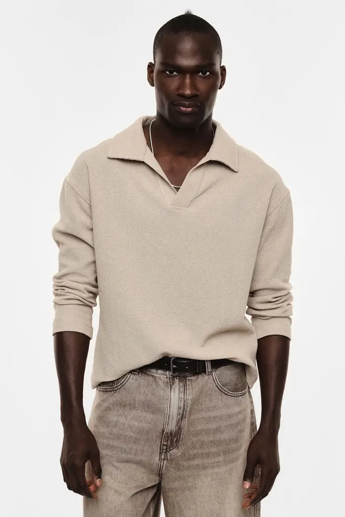 Imperial Felpa senza cappuccio collo polo tinta unita Beige