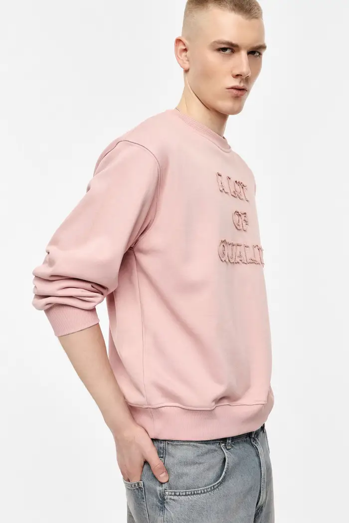 Imperial Felpa senza cappuccio con scritta frontale ricamata Rosa