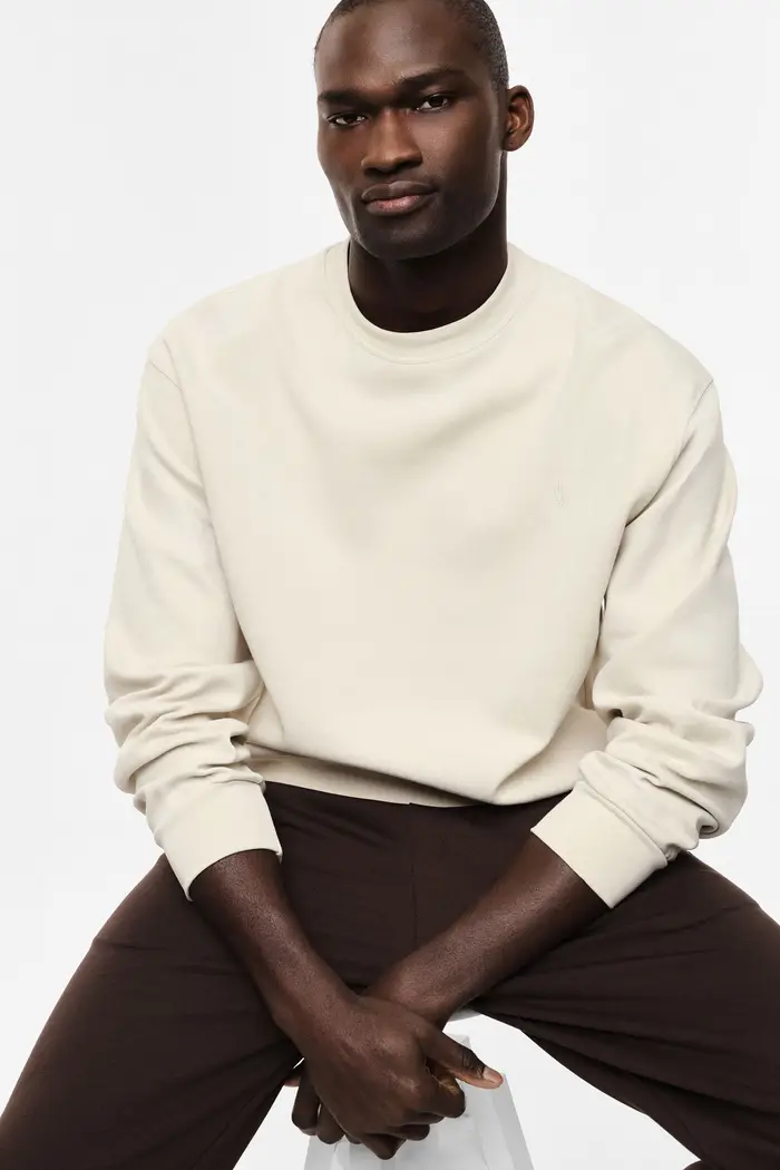 Imperial Felpa senza cappuccio girocollo regular-fit tinta unita Beige