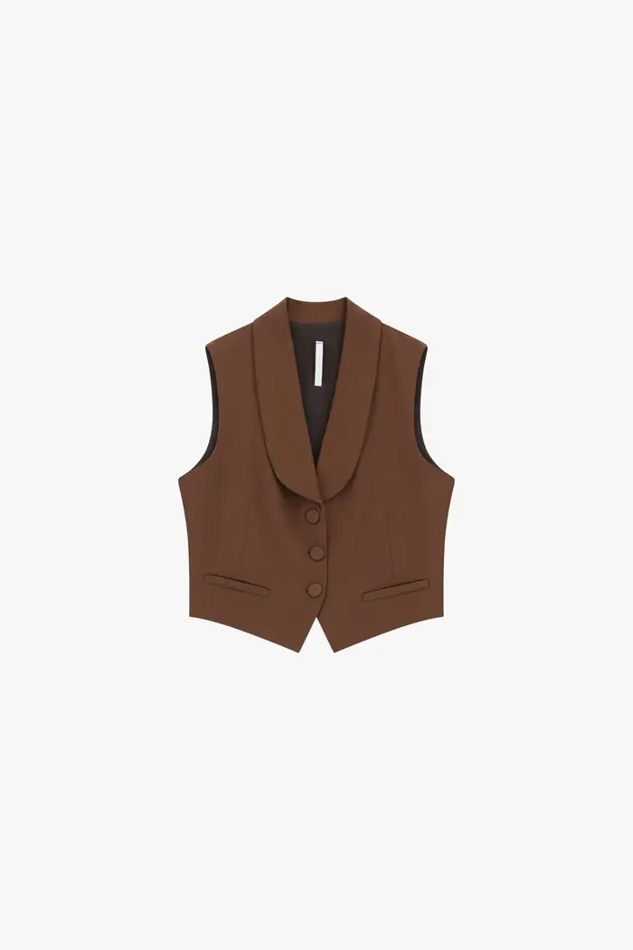Imperial Gilet con rever e bottoni rivestiti Cacao
