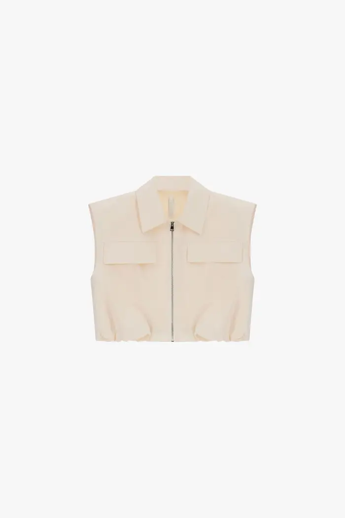Gilet con zip frontale e tasche con patta Burro