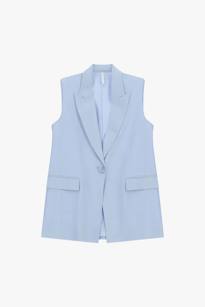 Imperial Gilet lungo sartoriale con tasche a filetto Sky