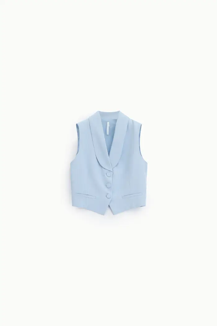 Imperial Gilet monopetto a righe con rever classico Cielo
