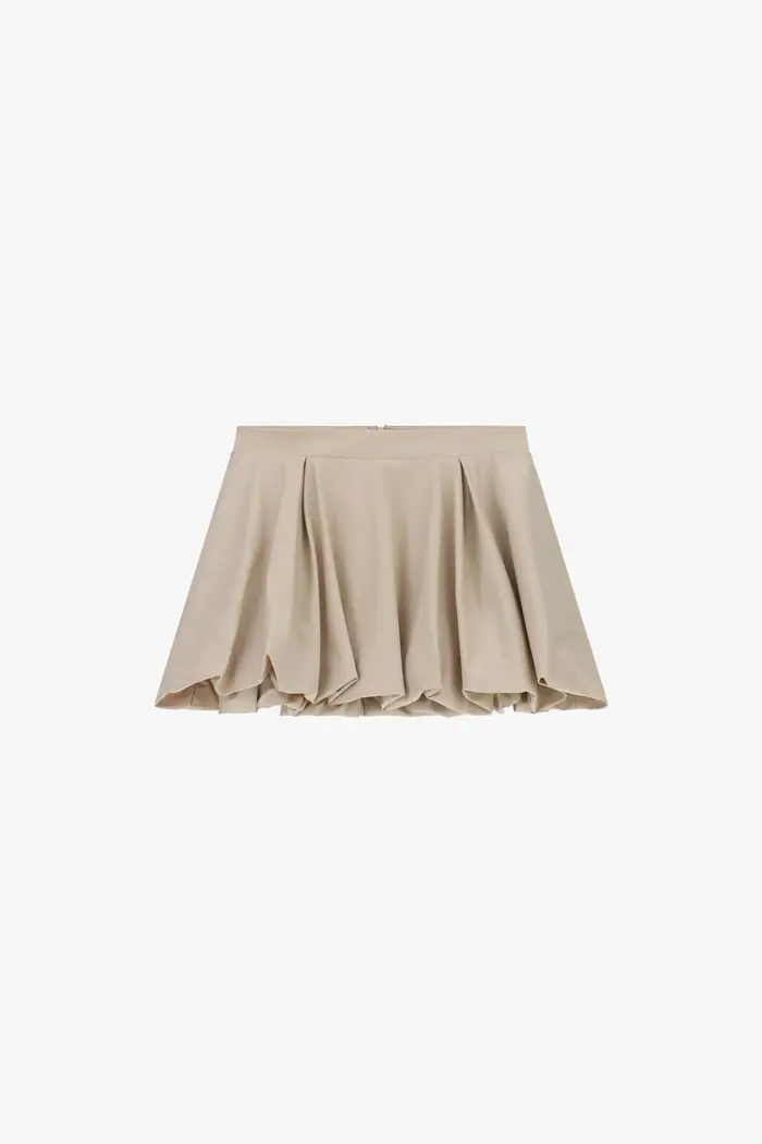 Gonna corta a vita alta con orlo balloon Beige