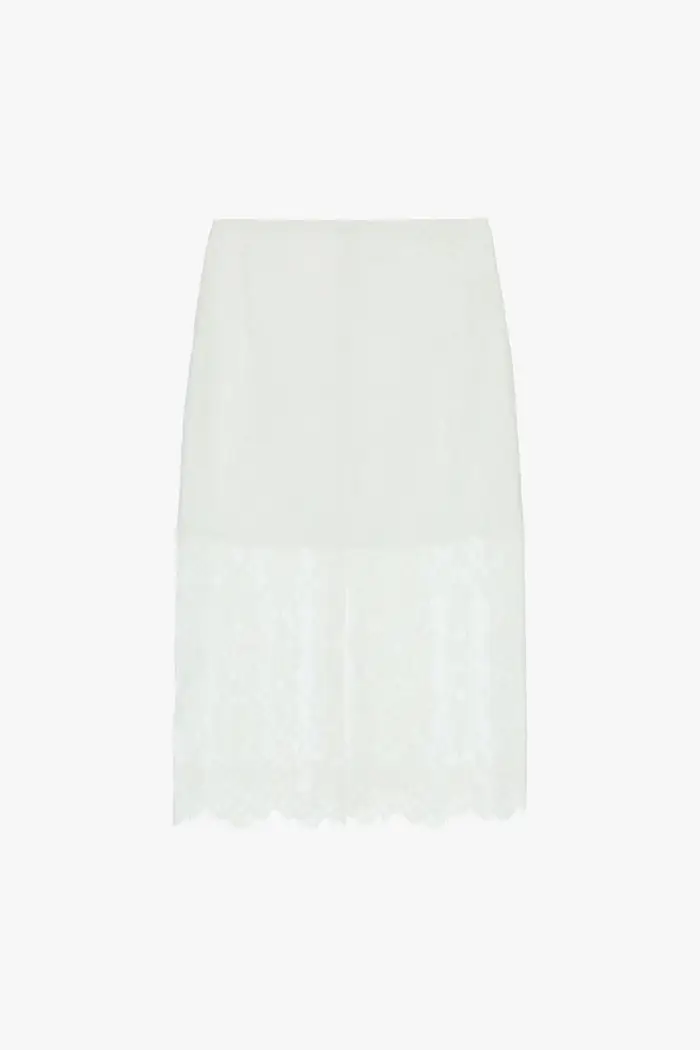 Imperial Gonna midi in pizzo con spacco laterale Latte