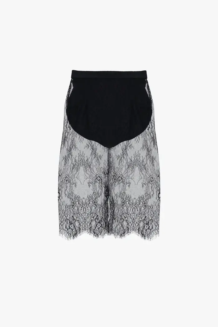 Imperial Gonna midi in pizzo floreale trasparente Nero