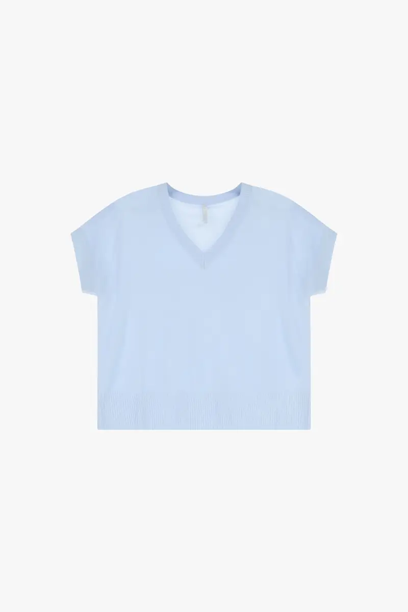 Imperial Maglione corto scollo a v maniche corte Azzurro