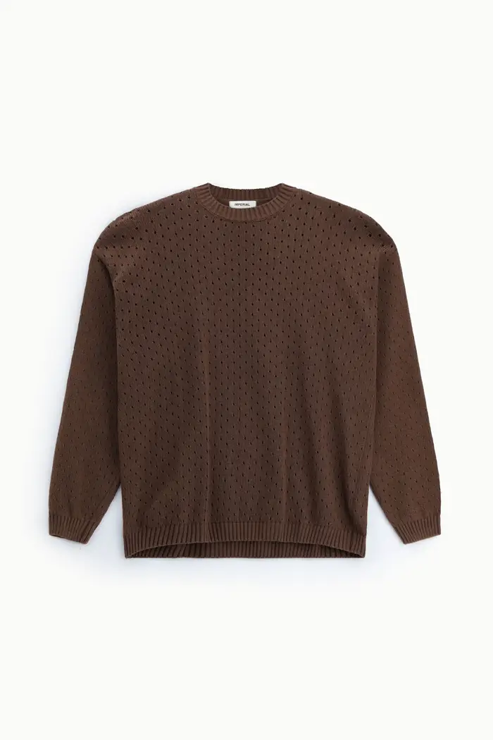 Maglione traforato regular-fit con collo girocollo Moro