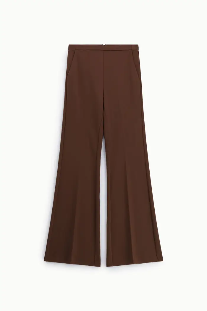 Pantaloni flare sartoriali vita alta pinces Cacao