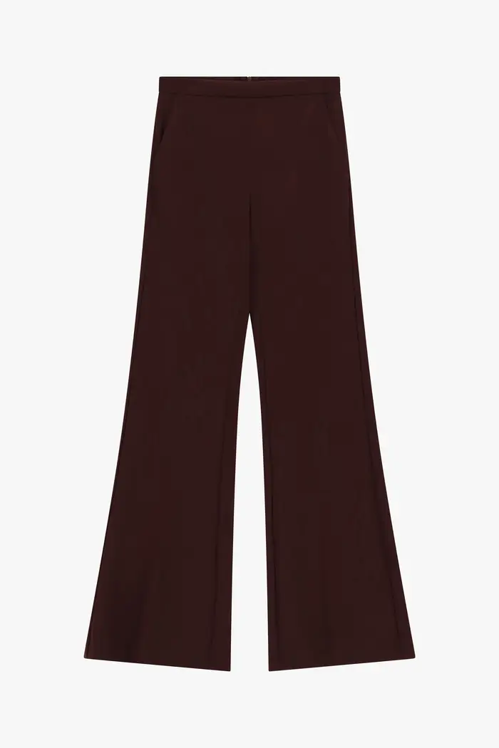 Pantaloni flare vita alta linea pulita Plum noir