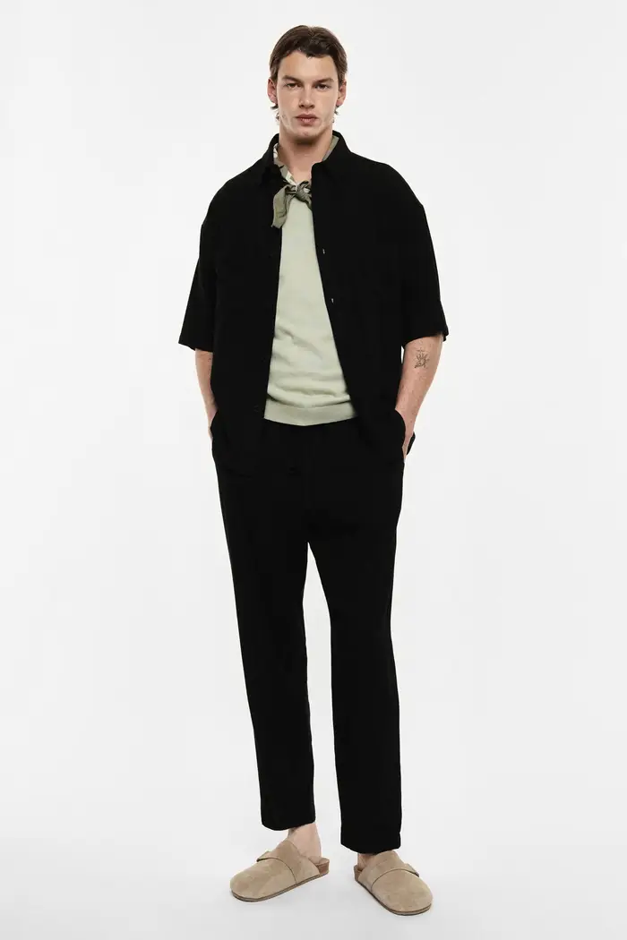Pantaloni jogging fit con vita regolabile Nero