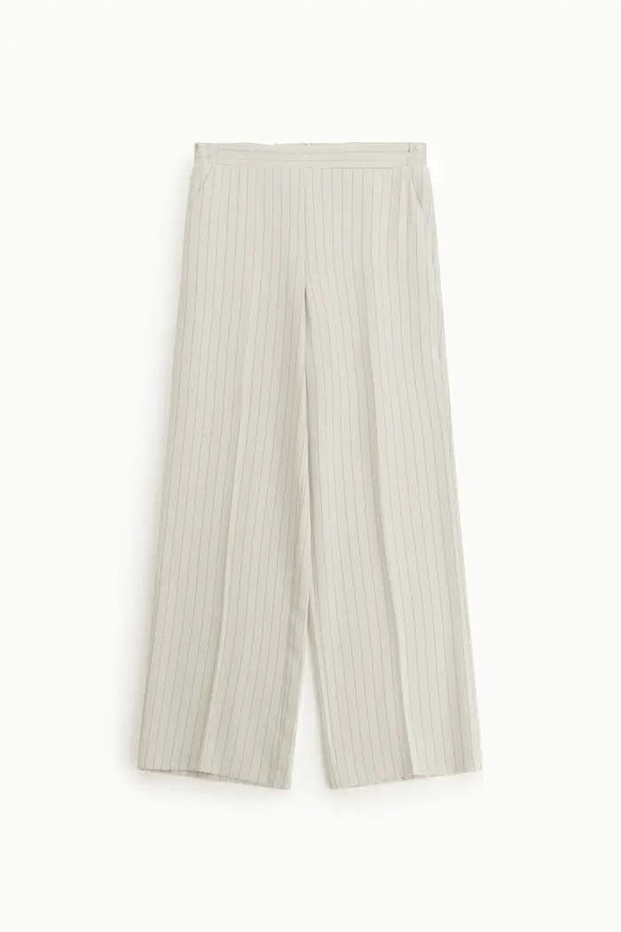 Imperial Pantaloni palazzo a righe con vita regular Panna