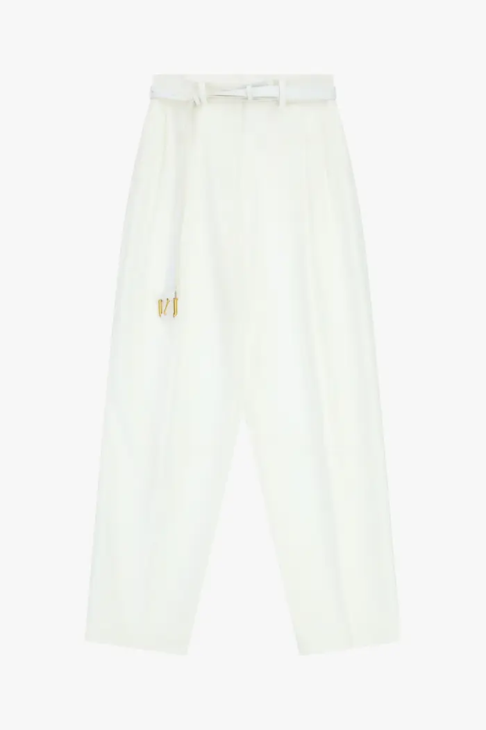 Imperial Pantaloni palazzo a vita alta con cintura Milk