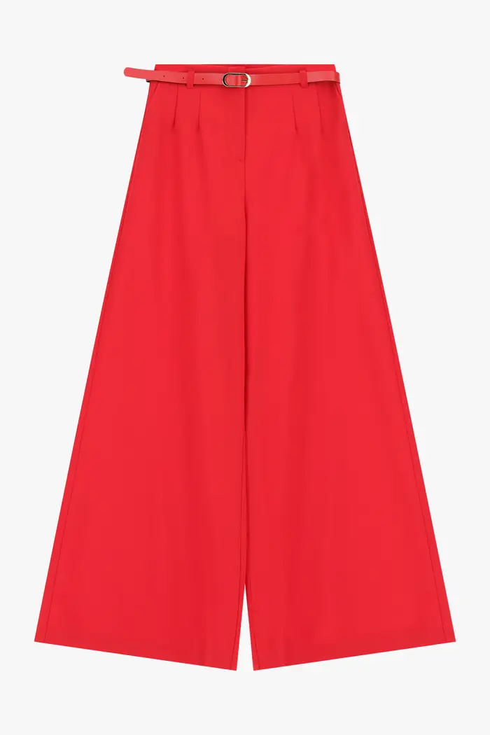 Imperial Pantaloni palazzo a vita alta con cintura Rosso