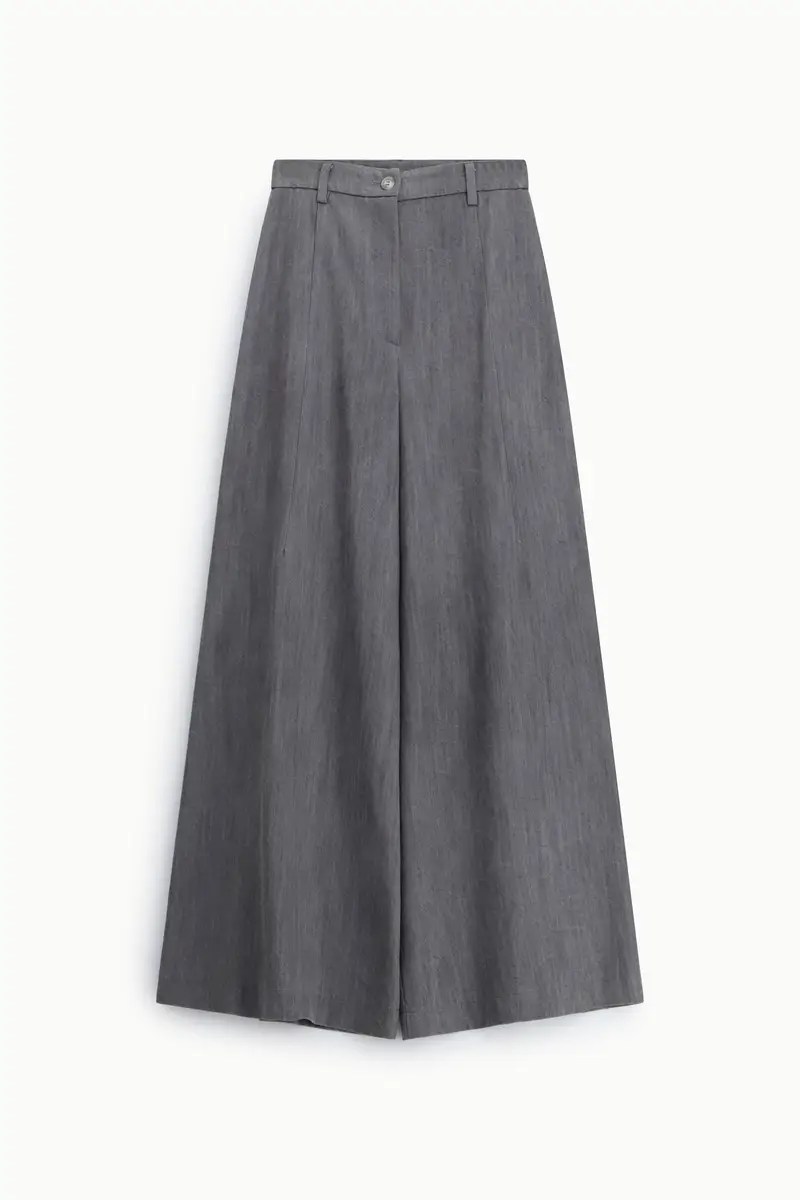 Imperial Pantaloni palazzo a vita alta con gamba ampia Grigio denim