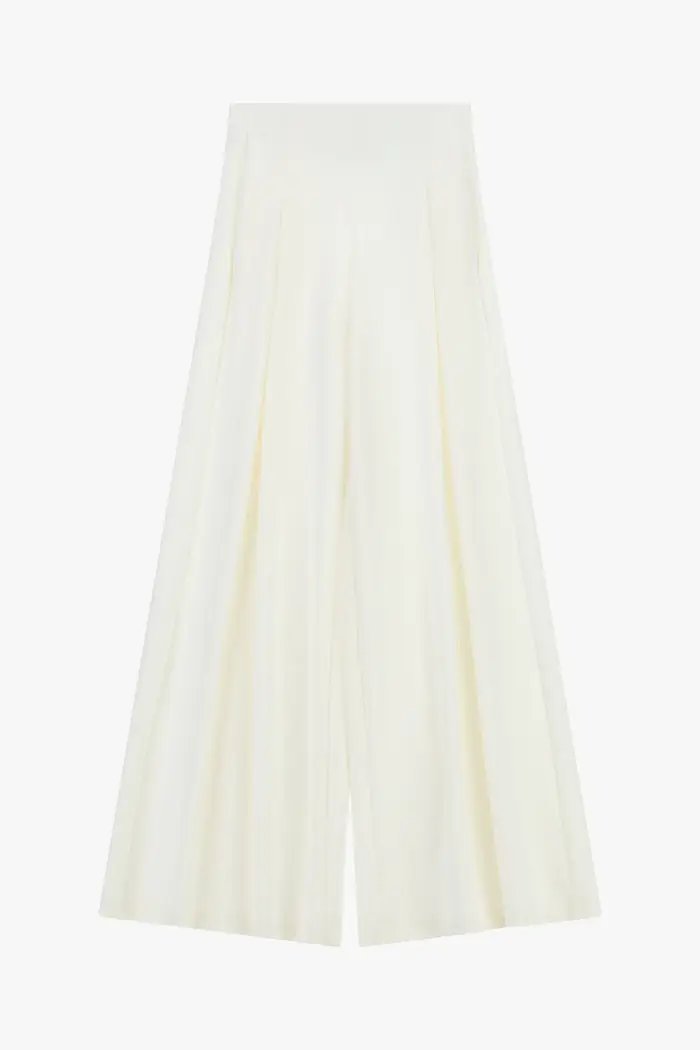 Imperial Pantaloni palazzo a vita alta con pieghe Panna