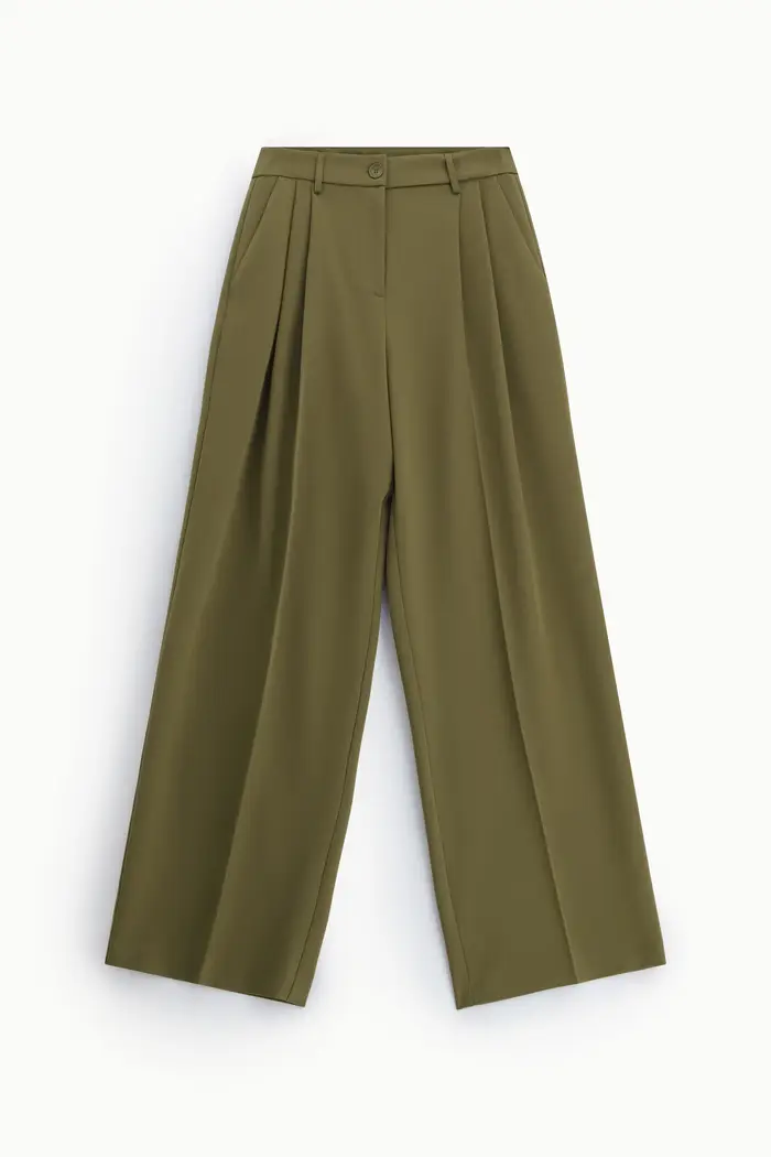 Imperial Pantaloni palazzo a vita alta con pince Pistacchio