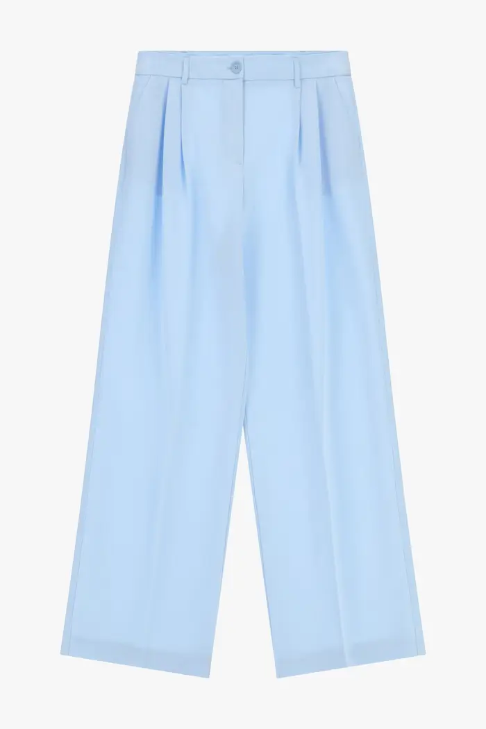 Imperial Pantaloni palazzo a vita alta con pince Sky