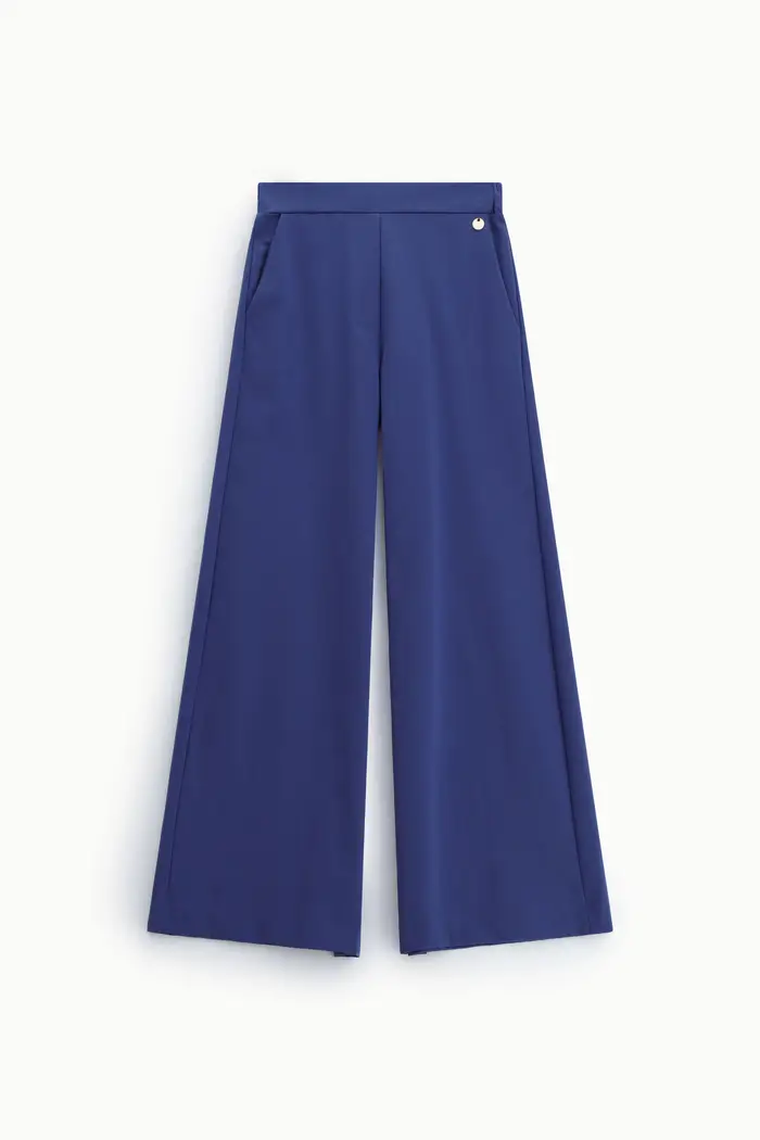 Imperial Pantaloni palazzo a vita alta con tasche laterali Indaco
