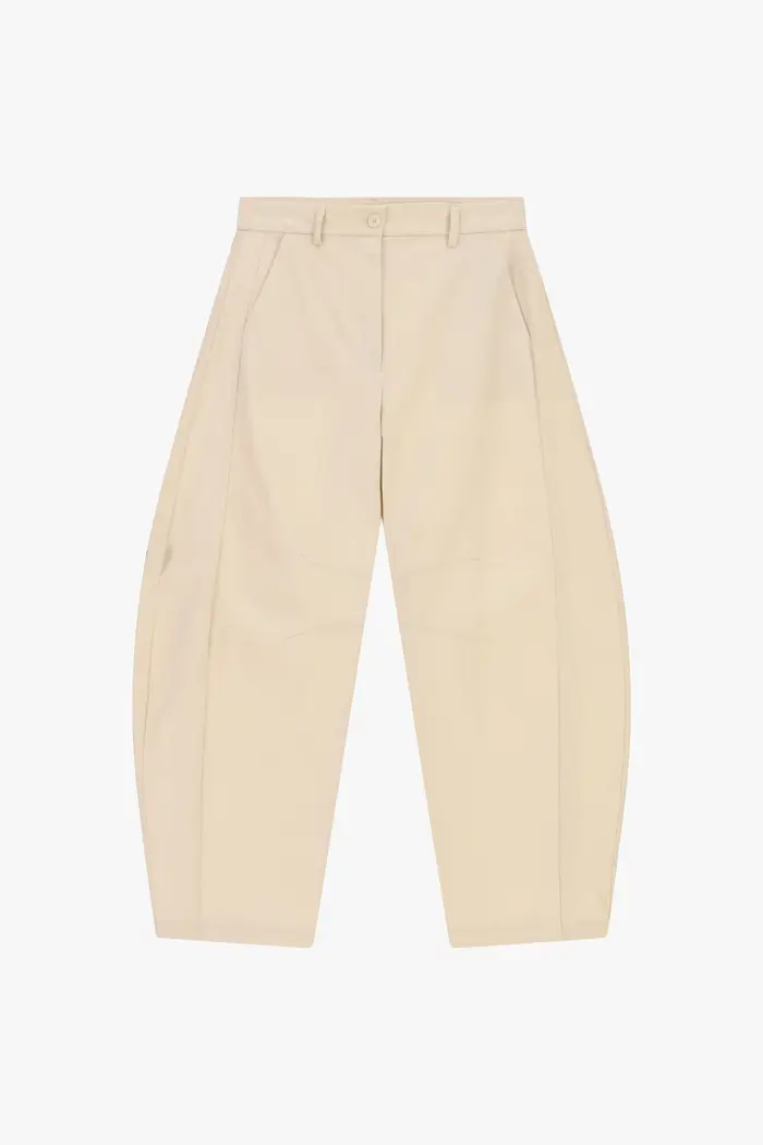 Pantaloni palazzo ampi vita alta con pinces Beige