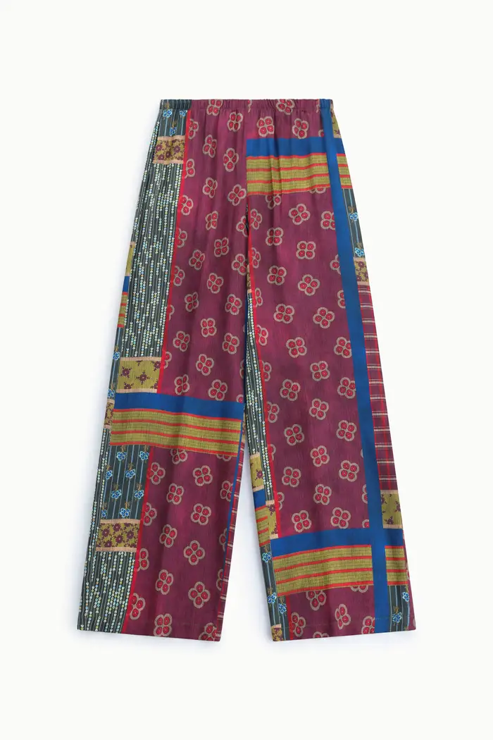 Pantaloni palazzo fantasia con vita alta Multicolor