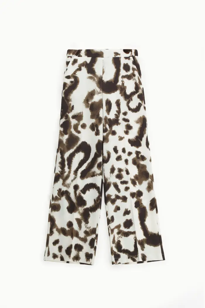 Imperial Pantaloni palazzo stampa astratta vita alta Panna