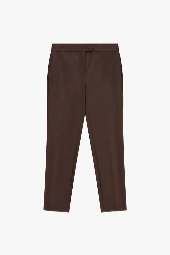 Pantaloni sartoriali linea affusolata con dettagli Dark coffee