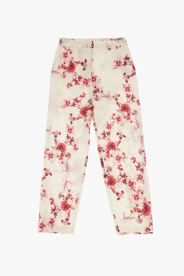 Imperial Pantaloni sartoriali stampa floreale fit dritto Latte