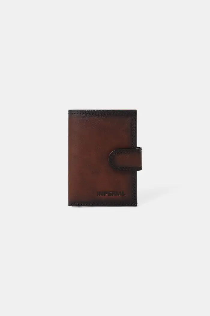 Imperial Portafoglio in pelle con box porta carte Tabacco
