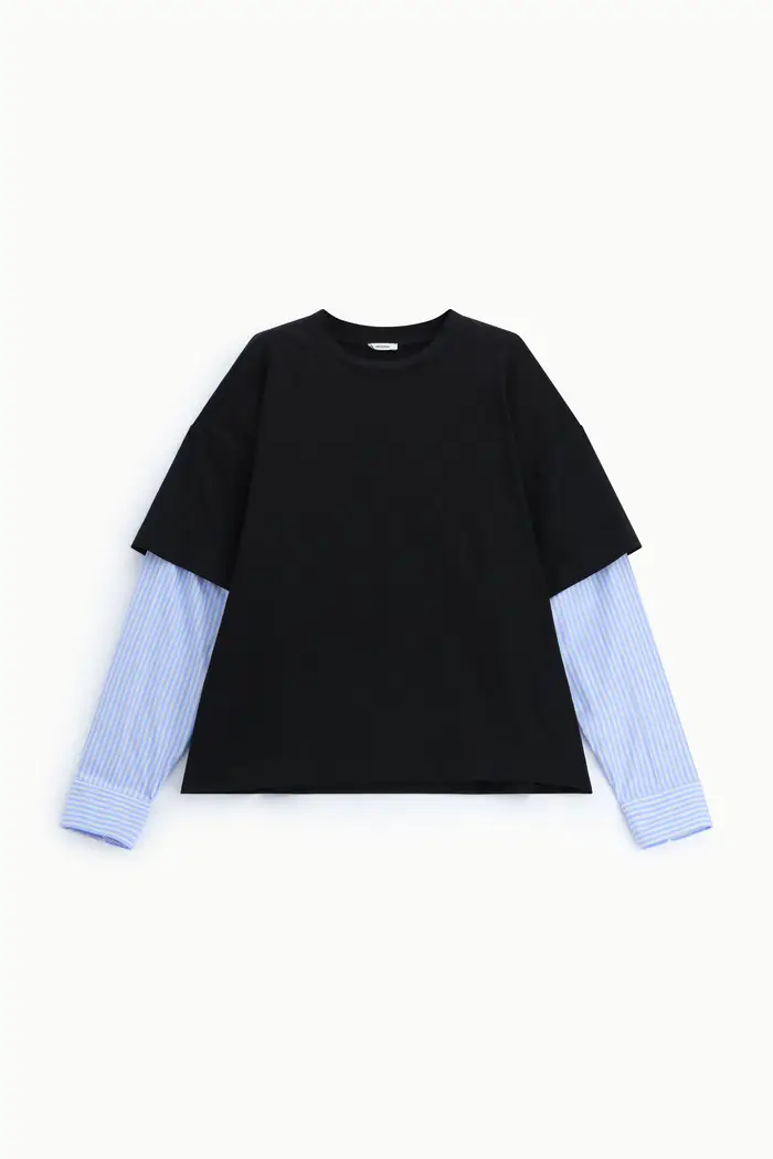 Imperial T-shirt a blocchi con maniche lunghe a contrasto Nero