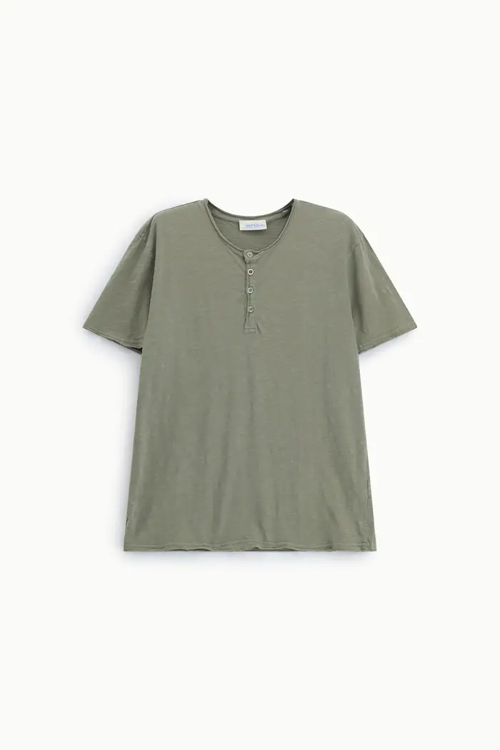 Imperial T-shirt a manica corta con bottoni frontali Army