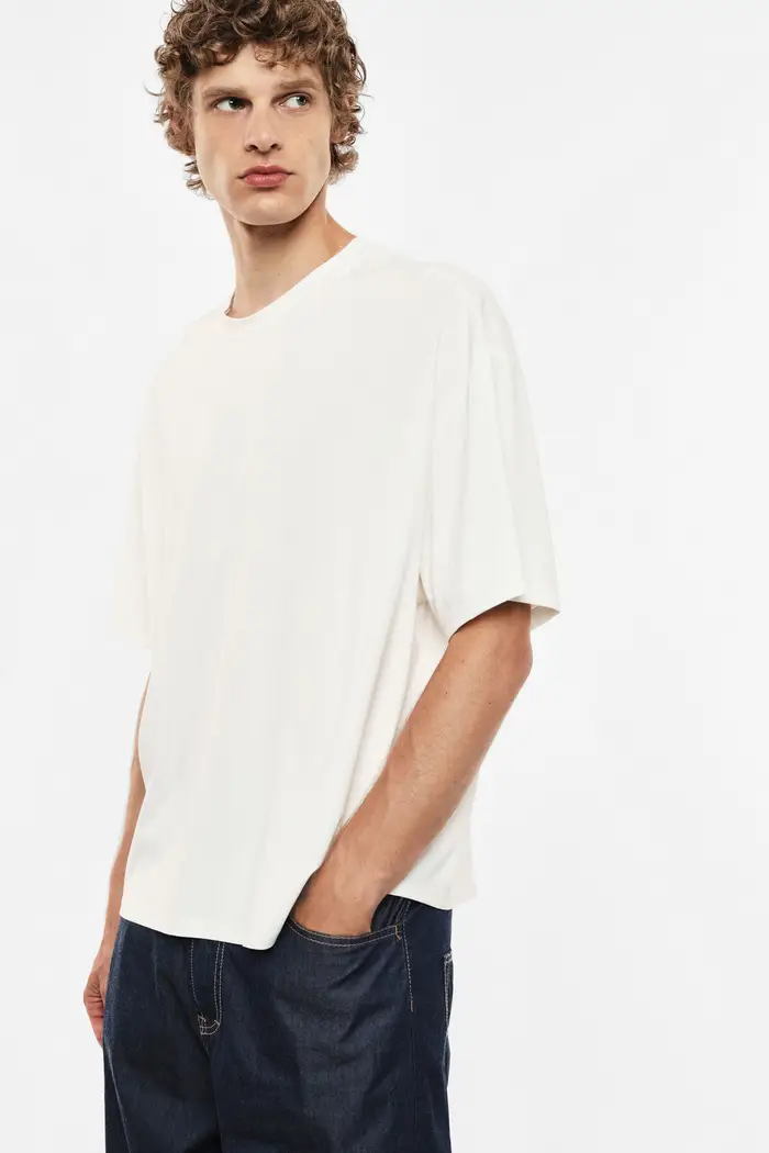 T-shirt ampia unisex girocollo a maniche corte Bianco