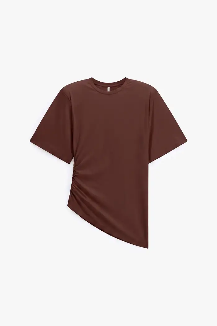 T-shirt asimmetrica con arricciatura laterale Moro