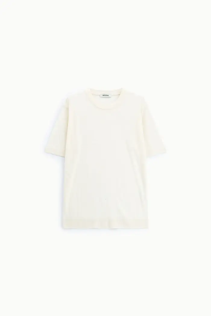 T-shirt girocollo regular fit manica corta Panna