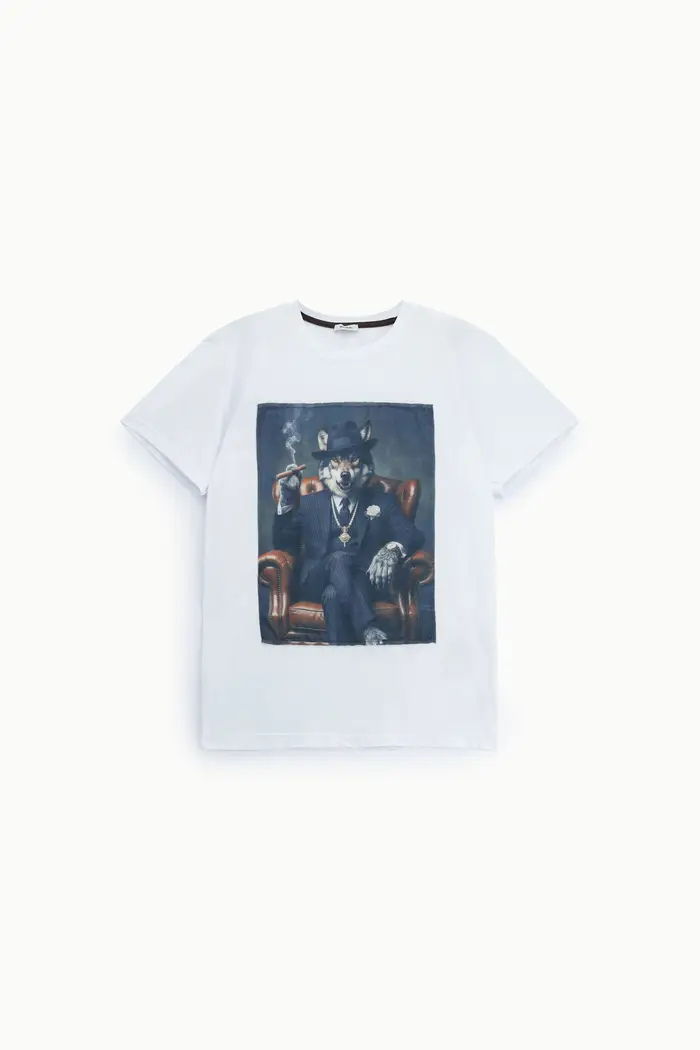 Imperial T-shirt stampa grafica wolf regular-fit Bianco
