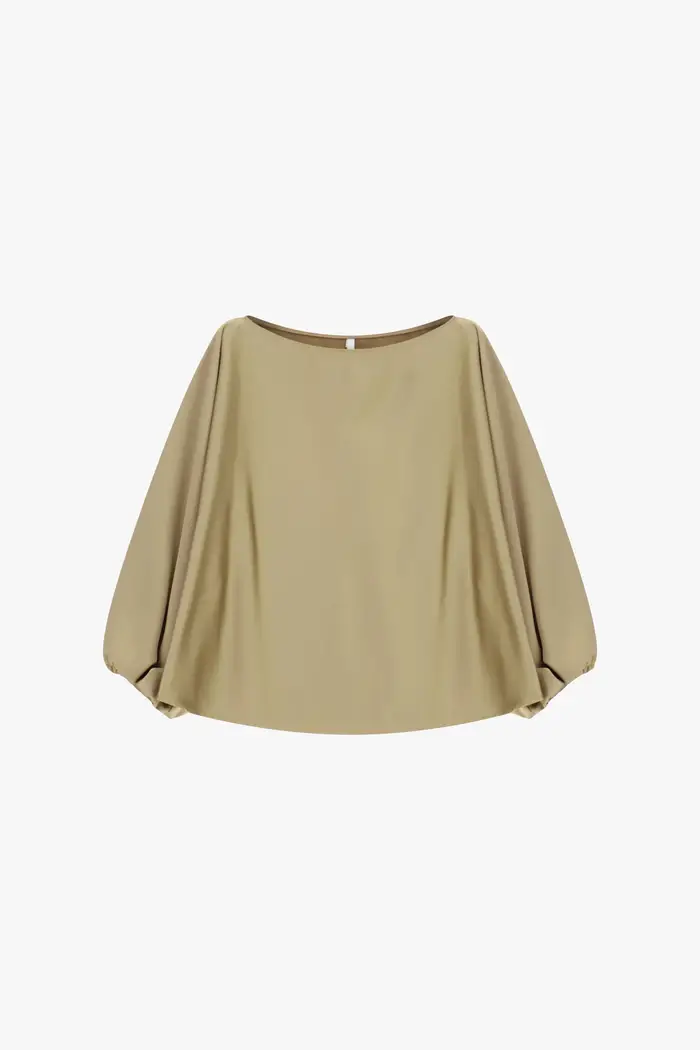 Top ampio maniche lunghe collo barca Beige
