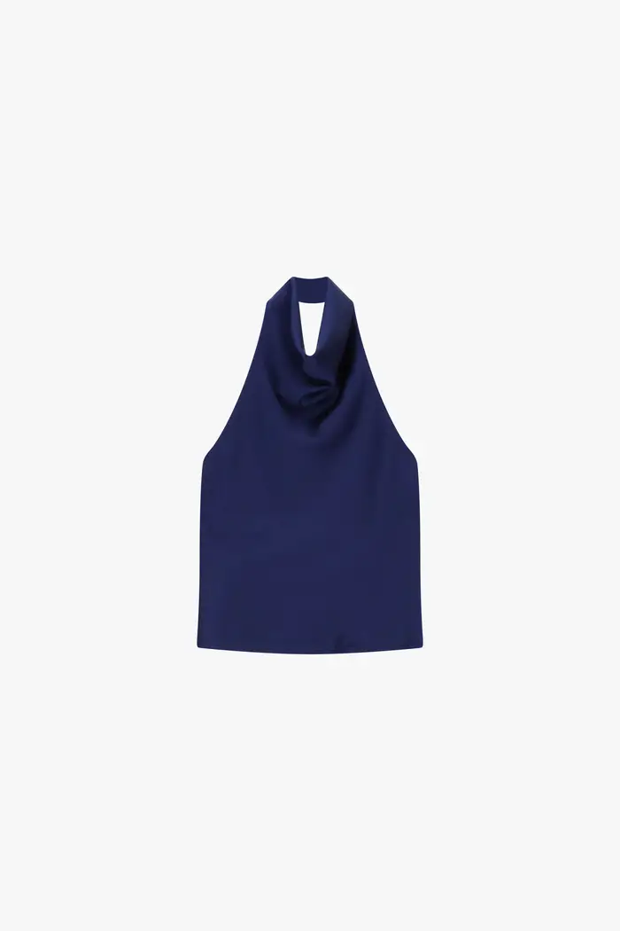 Top halter scollo morbido senza maniche Blu