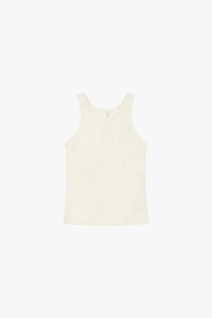 Top smanicato girocollo vestibilità aderente Bianco