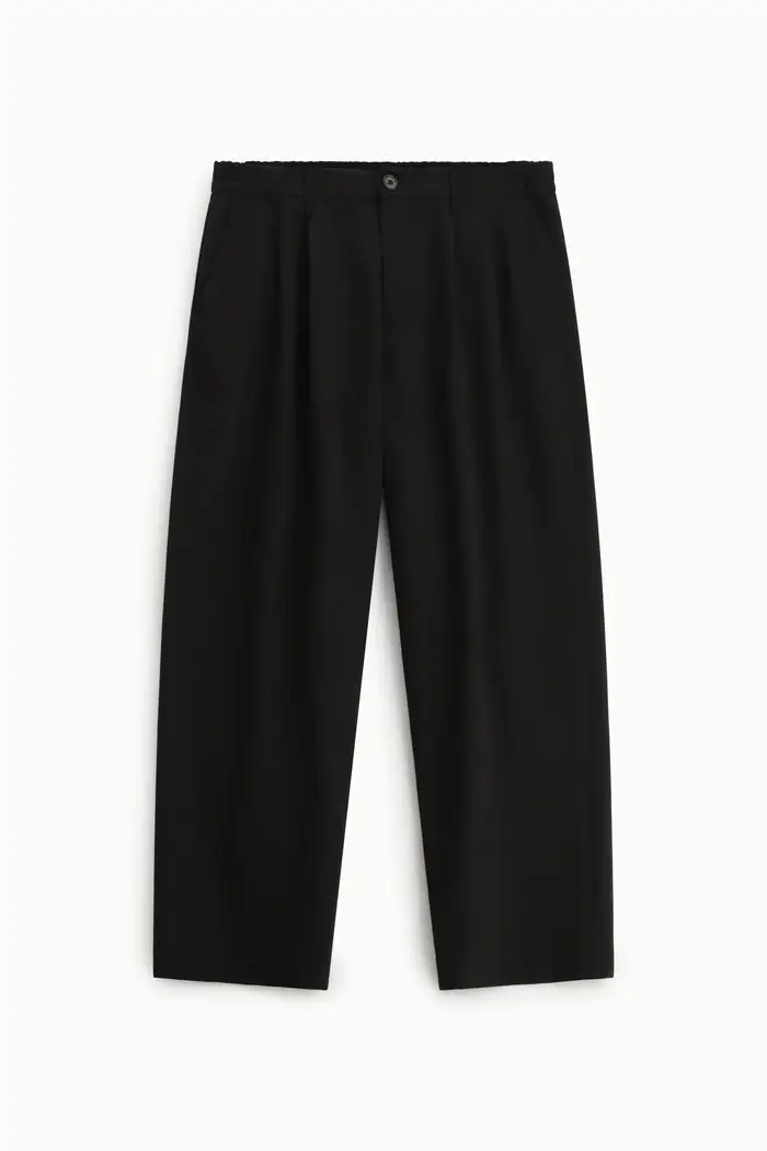 Trousers baggy-fit vita media pince visibili Nero