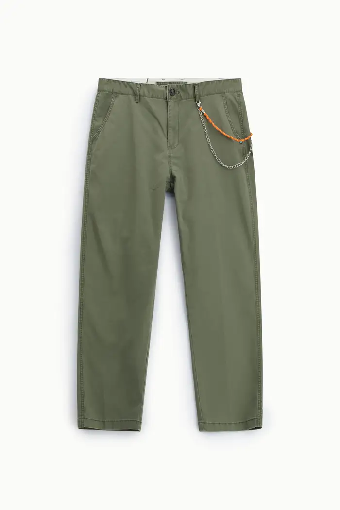 Imperial Trousers chino-fit dritti con catena decorativa Army