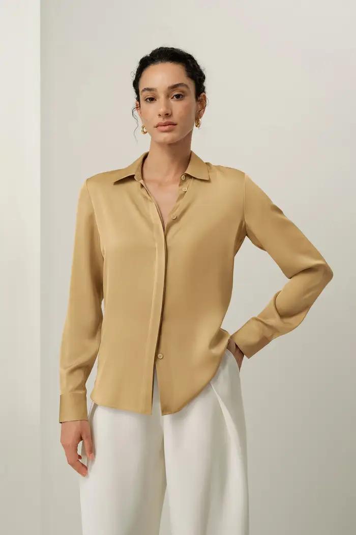 Camicia in Seta Georgette Double Stretch | Vestibilità Sartoriale Slim EURTaffy