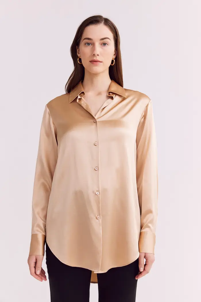 in stock Camicia Loto di seta oversize EURCammello chiaro