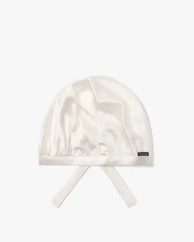 in stock Cuffia da notte di seta con pieghe EURBianco Naturale