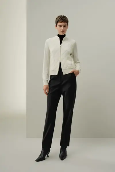 in stock Giacca Termica Imbottita in Cashmere | Lusso Cappotto Invernale Lilysilk EURBianco Naturale