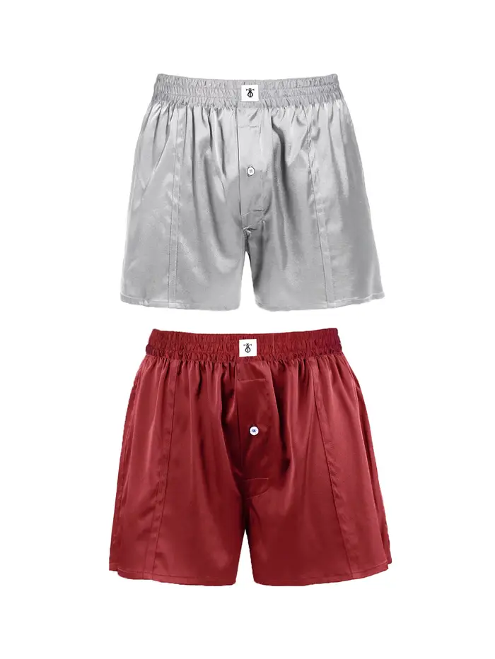 Lussuoso Boxer di seta in LilySilk EUR2PCS Chiaretto & Grigio Chiaro