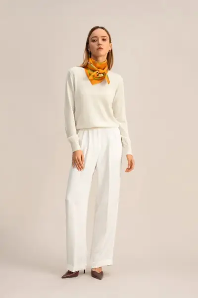 in stock Maglia Girocollo Baby Cashmere EURBianco Naturale