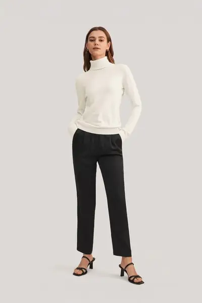 in stock Maglione dolcevita in puro cashmere per donna EURBianco